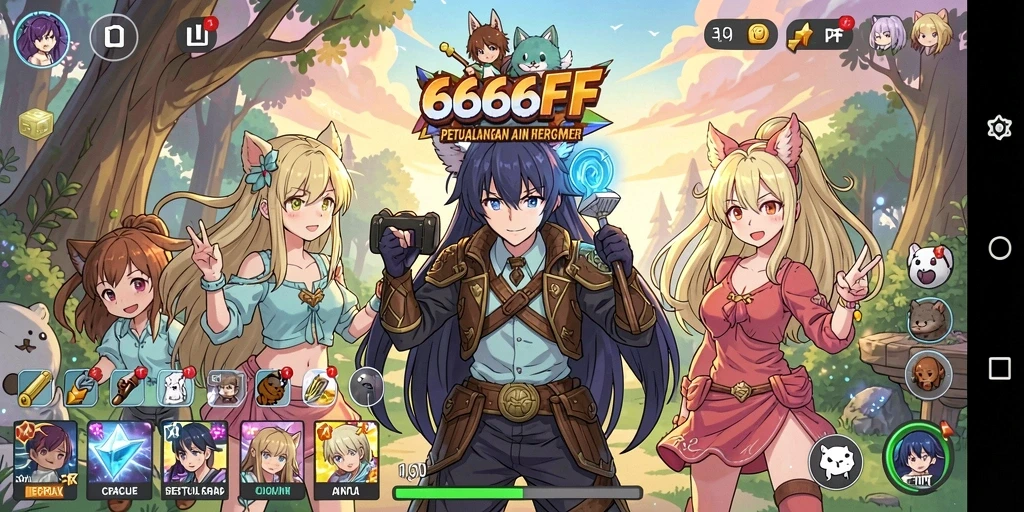 Tampilan seru gameplay 666FF dengan karakter Anime yang dinamis.