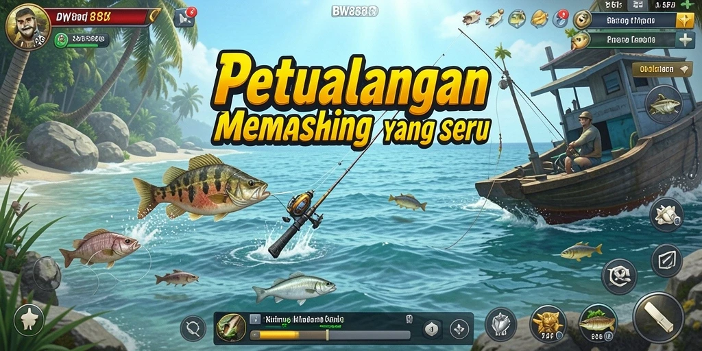 Screenshot gameplay BW888 menampilkan momen memancing yang mendebarkan.