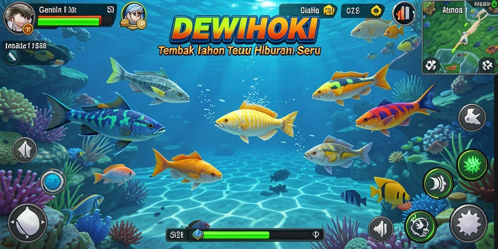 Tangkapan ikan seru dalam gameplay DEWIHOKI yang penuh warna.