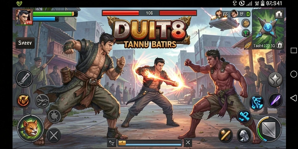Gameplay seru dan mendebarkan dari DUIT8 dalam aksi pertarungan.