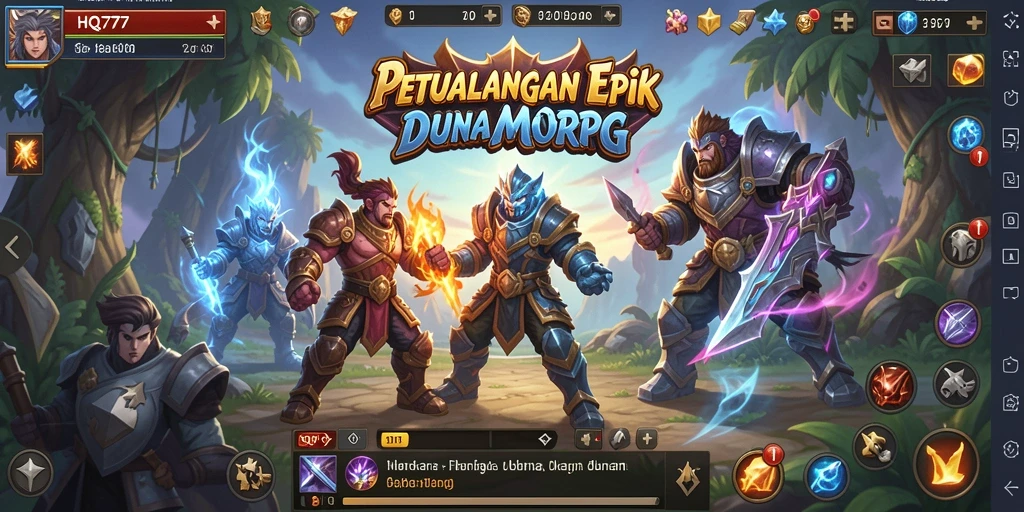 Tampilan gameplay mendebarkan dari petualangan MMORPG HQ777.
