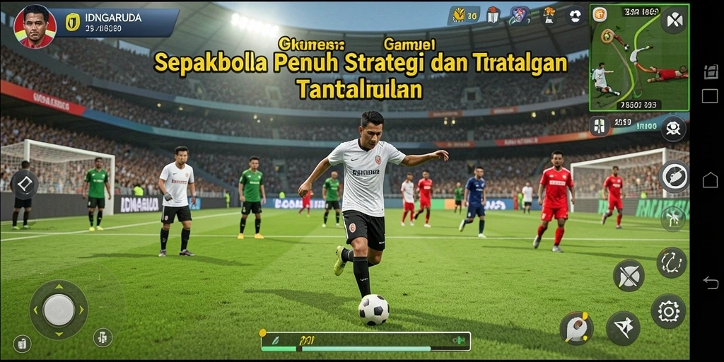 Tampilan gameplay menegangkan di lapangan sepakbola.