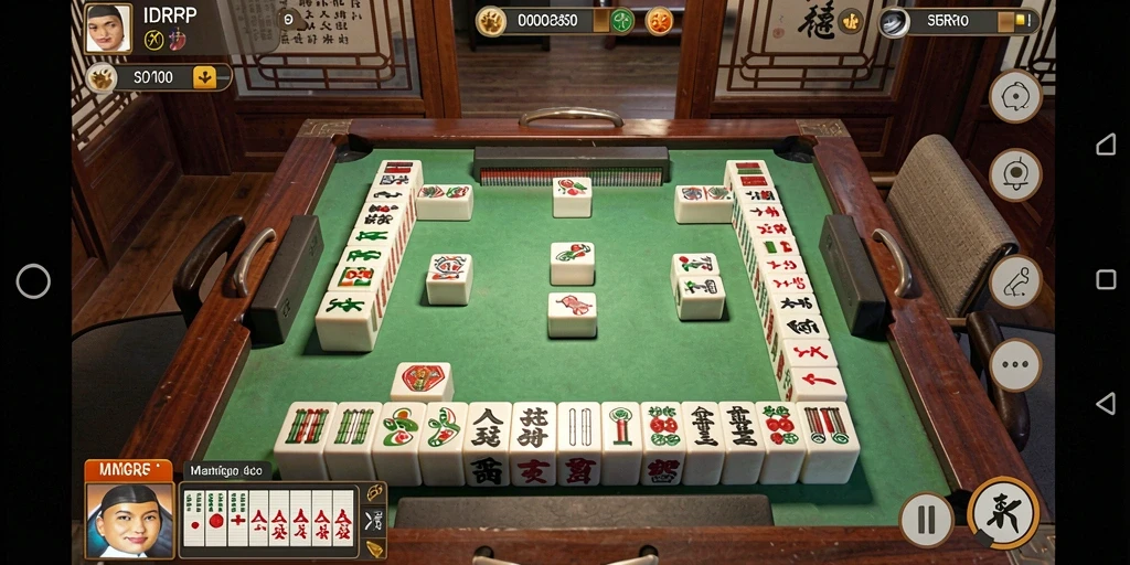 Screenshot IDRRP menampilkan gameplay seru dengan ubin Mahjong berwarna-warni.