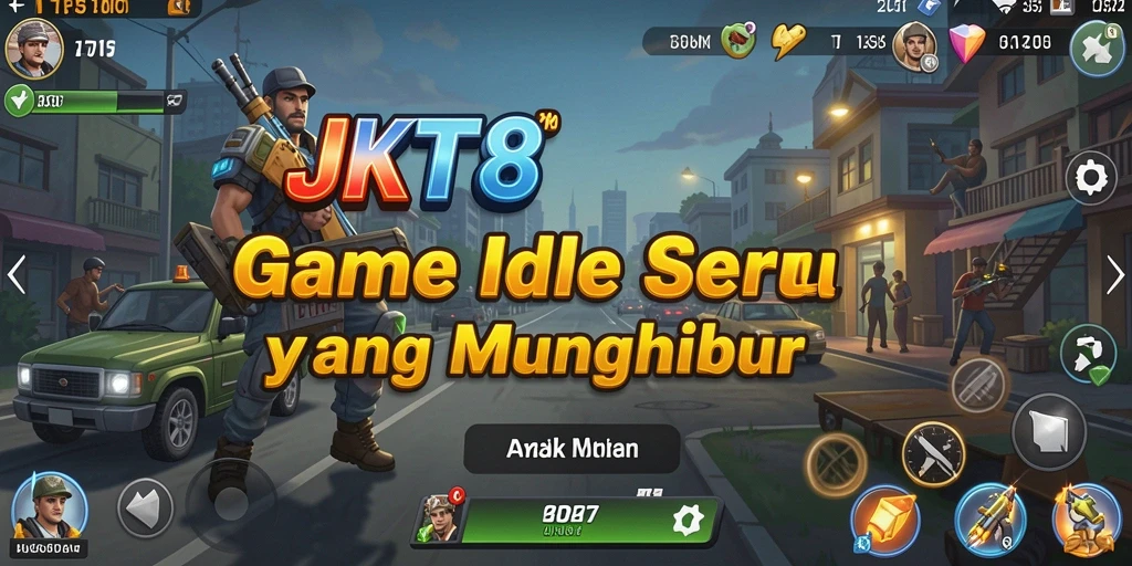 Tampilan gameplay JKT8 yang menghibur dan penuh warna.