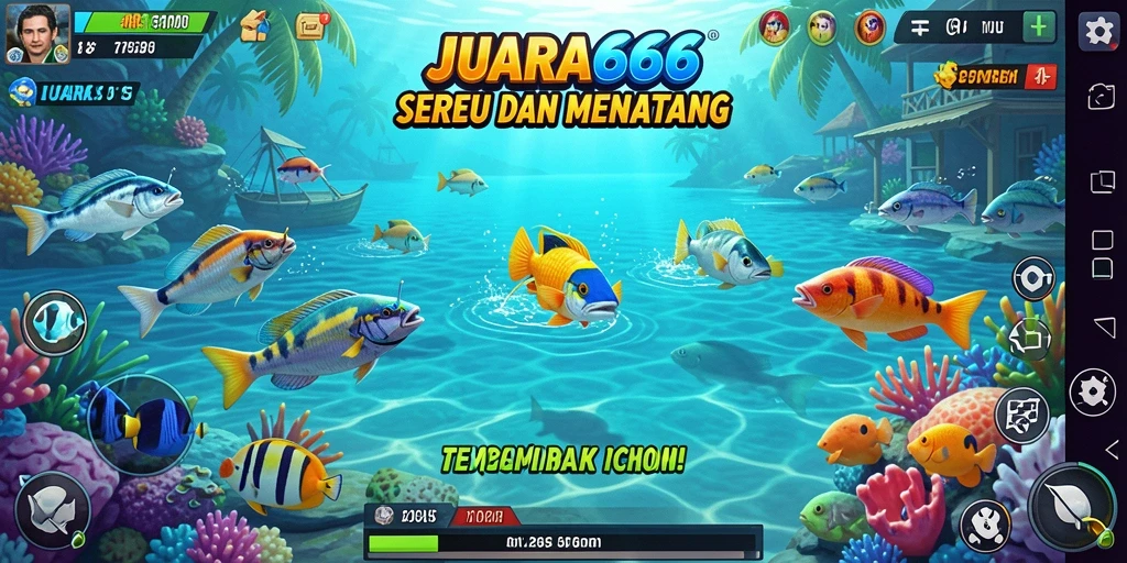 Screenshot gameplay JUARA666 menampilkan aksi seru menembak ikan.
