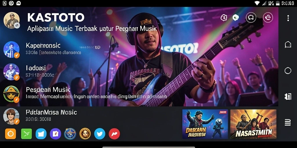 Tampilan utama gameplay KASTOTO dengan berbagai pilihan lagu.