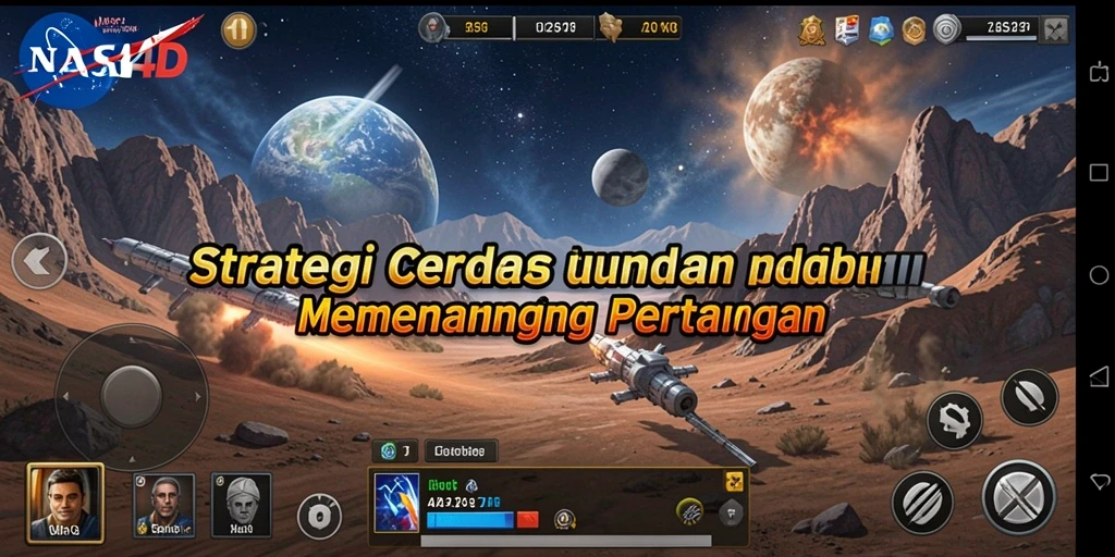 Tampilan gameplay menarik dalam NASA4D dengan pertempuran strategis di layar.