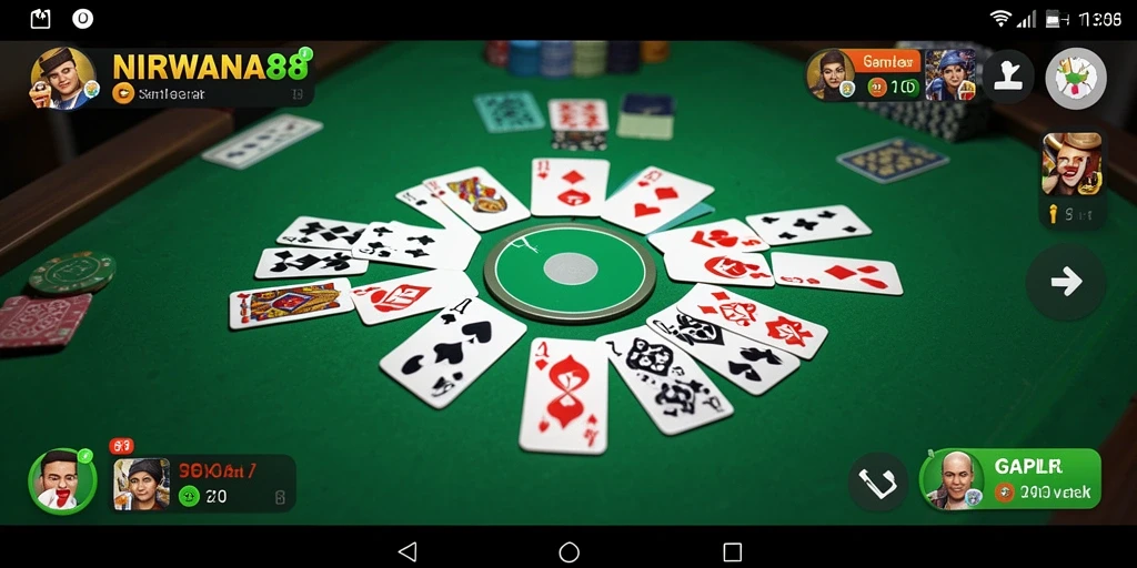 Tampilan gameplay NIRWANA88 yang seru saat bermain Gaple.