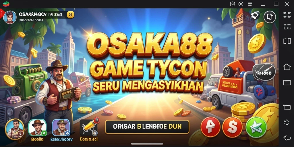 Tampilan gameplay OSAKA88 yang menampilkan kemewahan bisnis yang Anda bangun.
