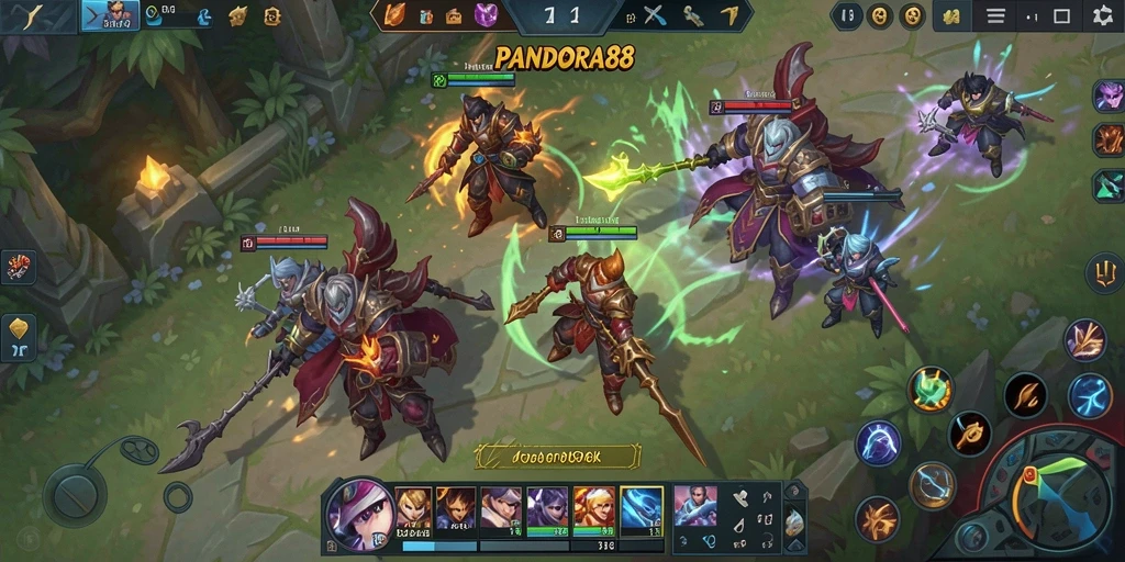 Tampilan aksi seru dalam permainan PANDORA88 MOBA.