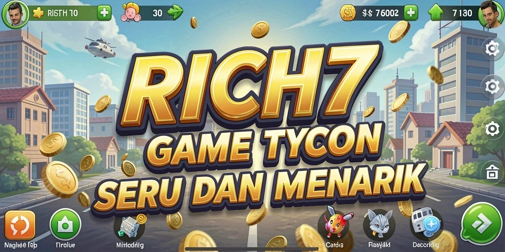 Screenshot utama RICH7 menampilkan gameplay Tycoon yang menarik.