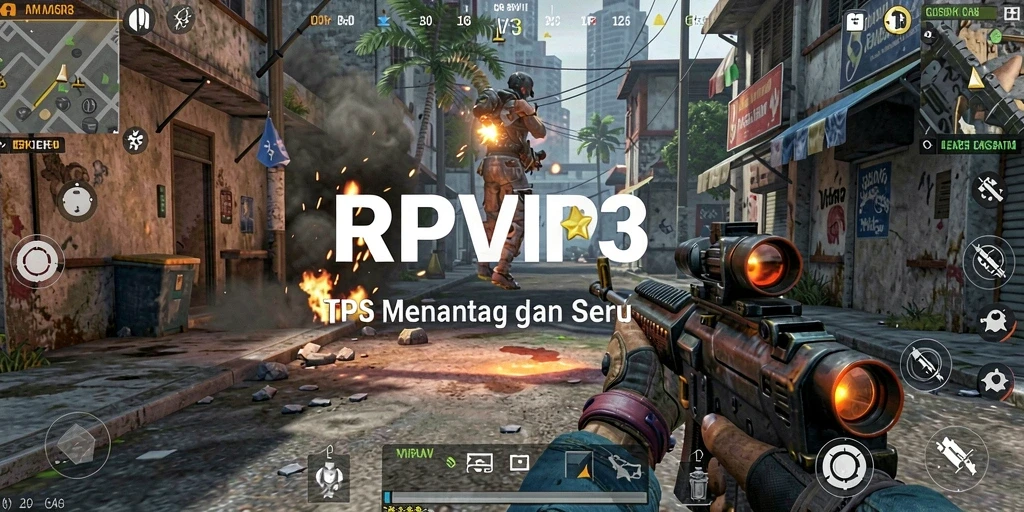 Screenshot menunjukkan aksi seru di dalam game TPS RPVIP3.