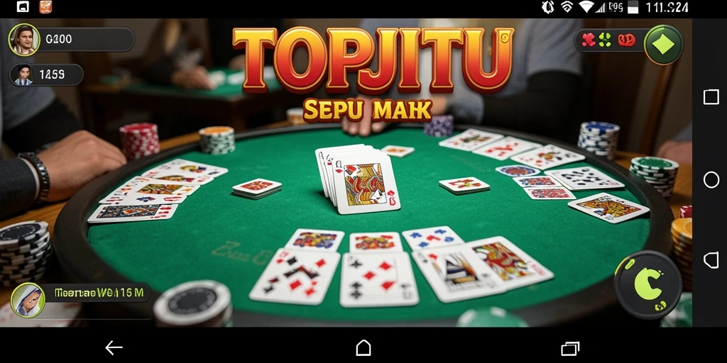 Screenshot gameplay TOPJITU menampilkan pemain berkompetisi dalam permainan Gaple.