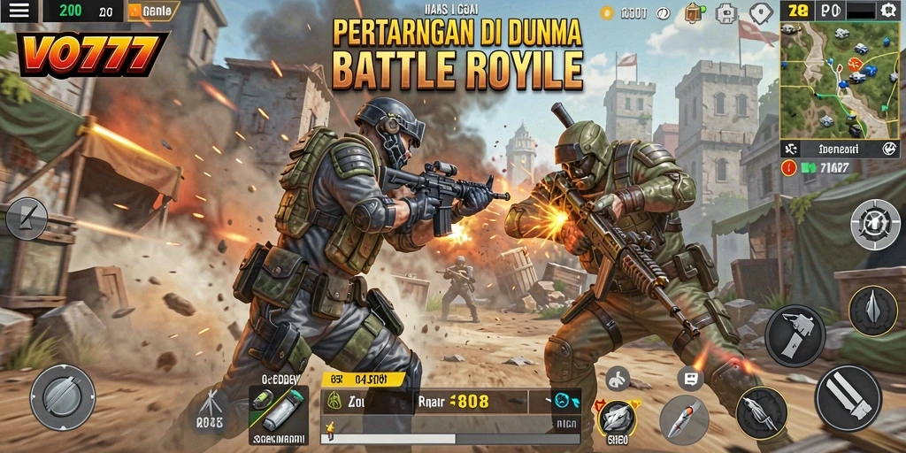 Screenshot gameplay VO777 yang menampilkan aksi Battle Royale seru.
